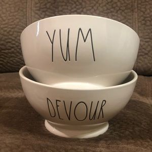 Rae Dunn Yum and Devour cereal bowls
